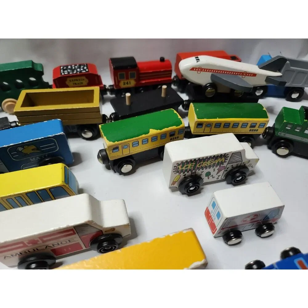 Mixed Wooden Train & Vehicle Lot – Melissa & Doug + Unbranded